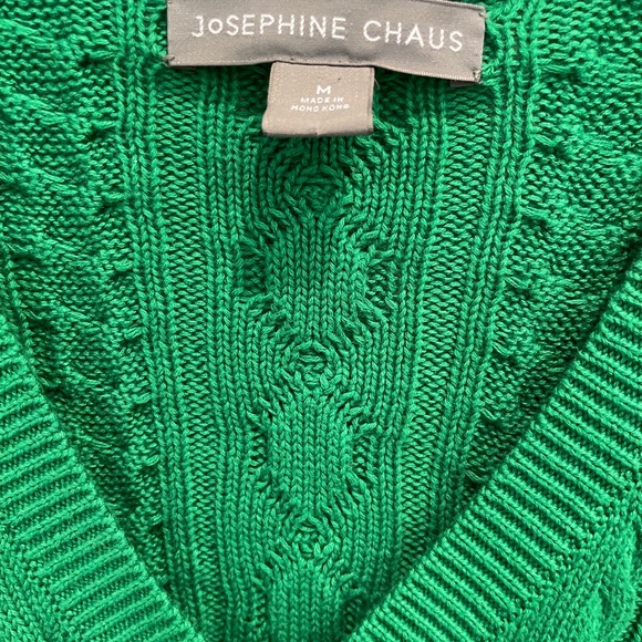 Chaus Cable Knit V-Neck Green Sweater - Picture 2 of 9